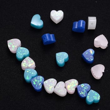 10 τεμ. 8 χιλιοστών Μεικτή ρητίνη Heart Beads Flash Fragments Loose Spacer Beads for Jewelry Making Diy Bracelet Collage Accessories