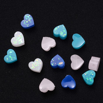 10 τεμ. 8 χιλιοστών Μεικτή ρητίνη Heart Beads Flash Fragments Loose Spacer Beads for Jewelry Making Diy Bracelet Collage Accessories