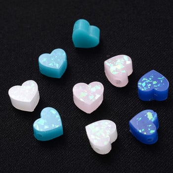 10 τεμ. 8 χιλιοστών Μεικτή ρητίνη Heart Beads Flash Fragments Loose Spacer Beads for Jewelry Making Diy Bracelet Collage Accessories