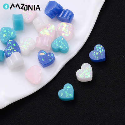 10 τεμ. 8 χιλιοστών Μεικτή ρητίνη Heart Beads Flash Fragments Loose Spacer Beads for Jewelry Making Diy Bracelet Collage Accessories