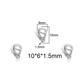 50 бр./лот 9-15 мм куки от неръждаема стомана Закопчалки за омари Колиета Мъниста Конектори Космически аксесоари за изработка на бижута Направи си сам