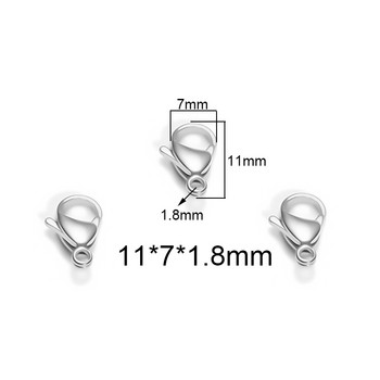 50 бр./лот 9-15 мм куки от неръждаема стомана Закопчалки за омари Колиета Мъниста Конектори Космически аксесоари за изработка на бижута Направи си сам