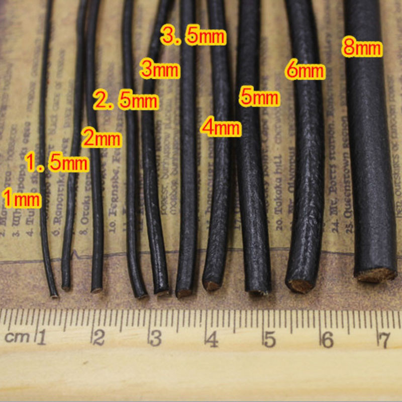 2M fekete/barna/kávé 1/1.5/2/2.5/3/4/5/6/8mm kerek valódi bőr ékszer zsinór csipke kötél DIY nyaklánc karkötő keresés