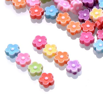 100 τμχ 8mm Ακρυλικές χάντρες ηλίανθου Mix Multi Color Loose Spacer Beads For Jewelry Bracelet Making Handmade DIY Accessories