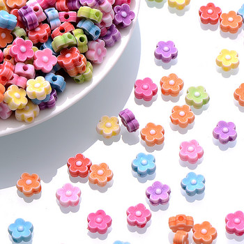 100 τμχ 8mm Ακρυλικές χάντρες ηλίανθου Mix Multi Color Loose Spacer Beads For Jewelry Bracelet Making Handmade DIY Accessories