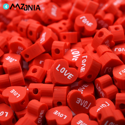 30/50/100 τμχ/Παρτίδα 9mm Heart Polymer Clay Beads Letter Spacer Loose Beads Romantic for Jewelry Making Diy αξεσουάρ βραχιολιών