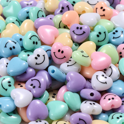 30 komada 11 mm mješovitih smajlića akrilnih perli u obliku srca, labavih razmaknica za izradu nakita Diy Narukvica Ogrlica Dodaci