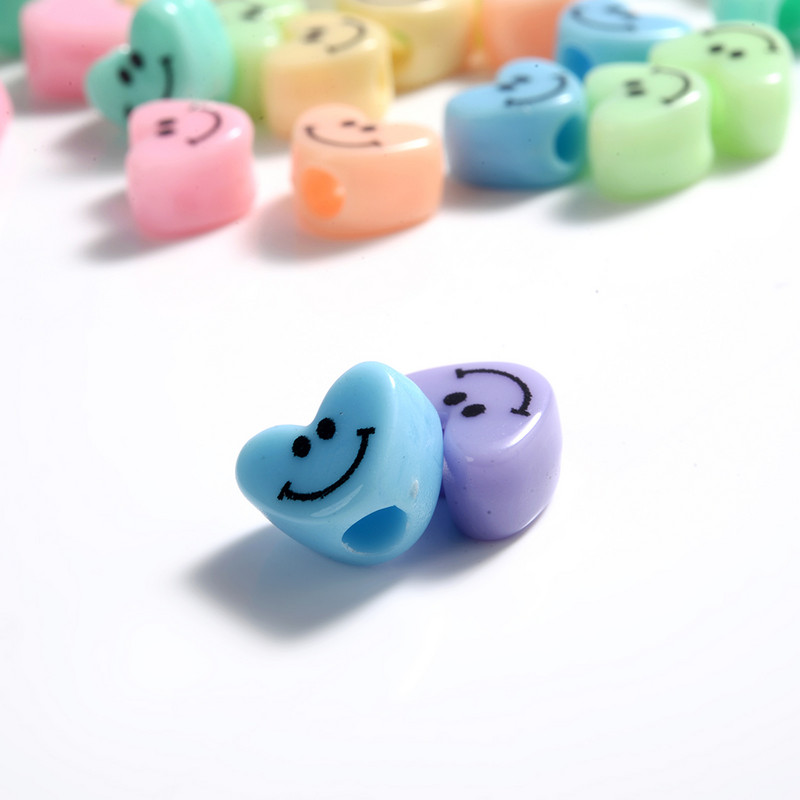 30 komada 11 mm mješovitih smajlića akrilnih perli u obliku srca, labavih razmaknica za izradu nakita Diy Narukvica Ogrlica Dodaci