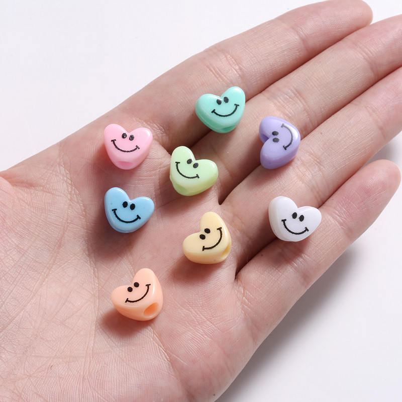 30 komada 11 mm mješovitih smajlića akrilnih perli u obliku srca, labavih razmaknica za izradu nakita Diy Narukvica Ogrlica Dodaci