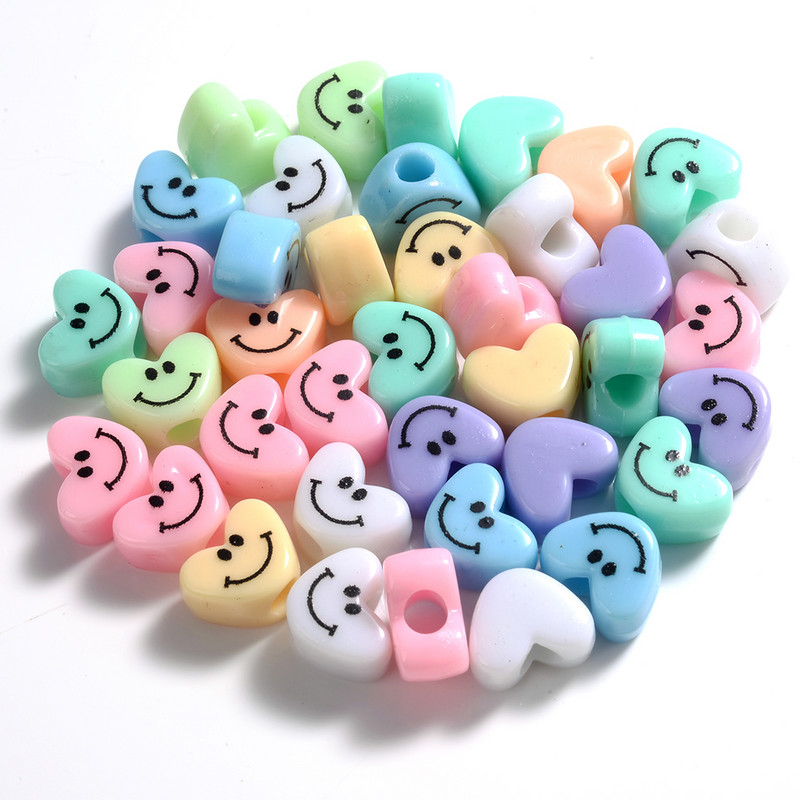 30 komada 11 mm mješovitih smajlića akrilnih perli u obliku srca, labavih razmaknica za izradu nakita Diy Narukvica Ogrlica Dodaci