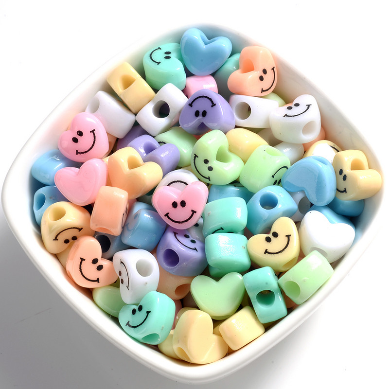 30 komada 11 mm mješovitih smajlića akrilnih perli u obliku srca, labavih razmaknica za izradu nakita Diy Narukvica Ogrlica Dodaci