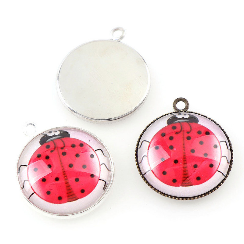 50 db 3 színű belső 20 mm-es nyaklánc medál beállítás Cabochon Cameo alaptálca előlap Üres illeszkedés 20 mm Cabochons ékszer készítése