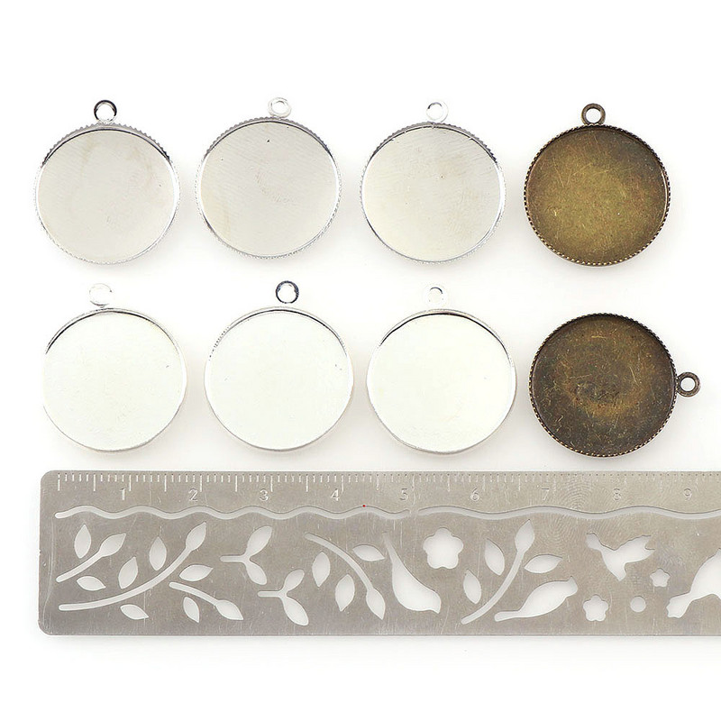 50 db 3 színű belső 20 mm-es nyaklánc medál beállítás Cabochon Cameo alaptálca előlap Üres illeszkedés 20 mm Cabochons ékszer készítése