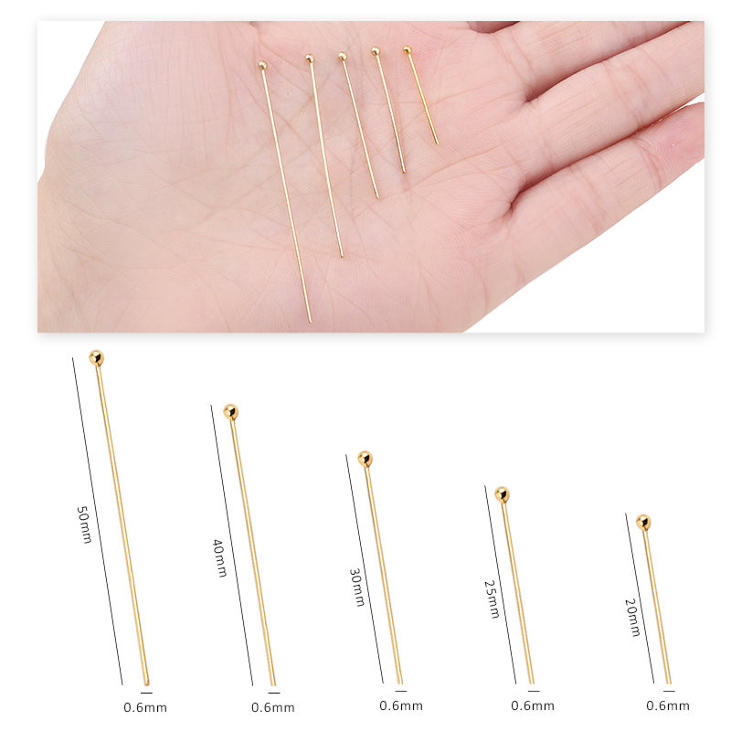 50 vnt / 100 vnt nerūdijančio plieno rutulinių galvučių kaiščiai, paauksuoti smeigtukai.