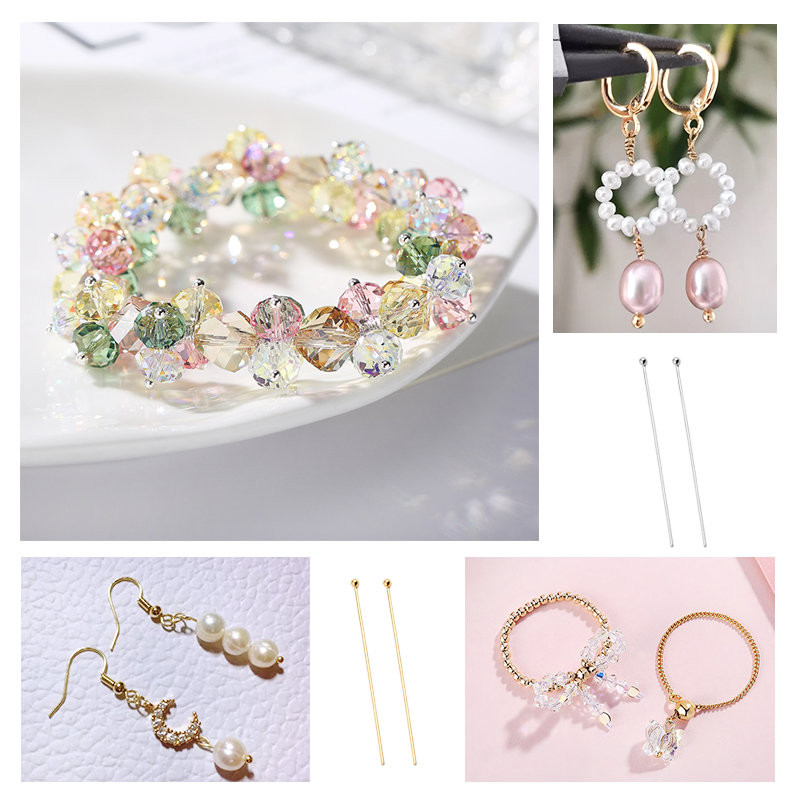 50 vnt / 100 vnt nerūdijančio plieno rutulinių galvučių kaiščiai, paauksuoti smeigtukai.