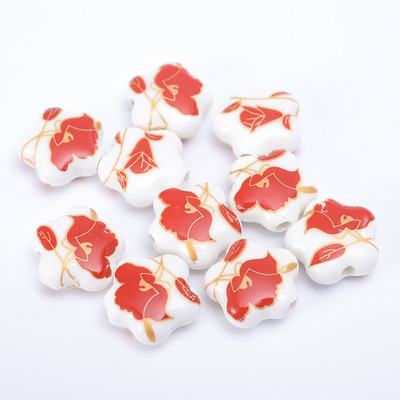 10/20/30 komada Zvjezdica 15 mm Cvjetni uzorak Keramičke perle Glazirane prekrasne perle s rupom za Diy Craft narukvice Dodaci za izradu nakita