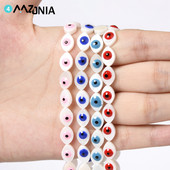 10 mm bijela prirodna sedefasta školjka ovalne boje Evil Eye Perle Narukvica Ručno izrađene perle 4 boje Približno 40 komada po niti