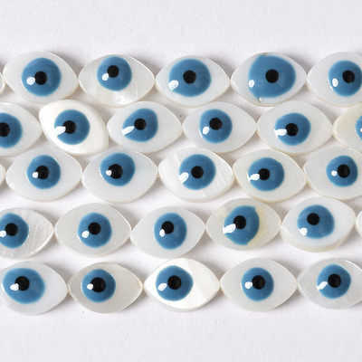 10 mm bijela prirodna sedefasta školjka ovalne boje Evil Eye Perle Narukvica Ručno izrađene perle 4 boje Približno 40 komada po niti