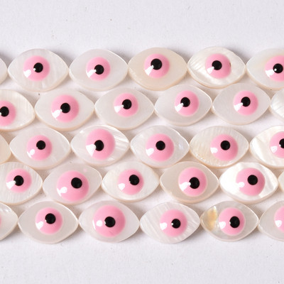 10 mm bijela prirodna sedefasta školjka ovalne boje Evil Eye Perle Narukvica Ručno izrađene perle 4 boje Približno 40 komada po niti