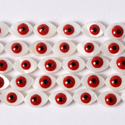 10 mm bijela prirodna sedefasta školjka ovalne boje Evil Eye Perle Narukvica Ručno izrađene perle 4 boje Približno 40 komada po niti
