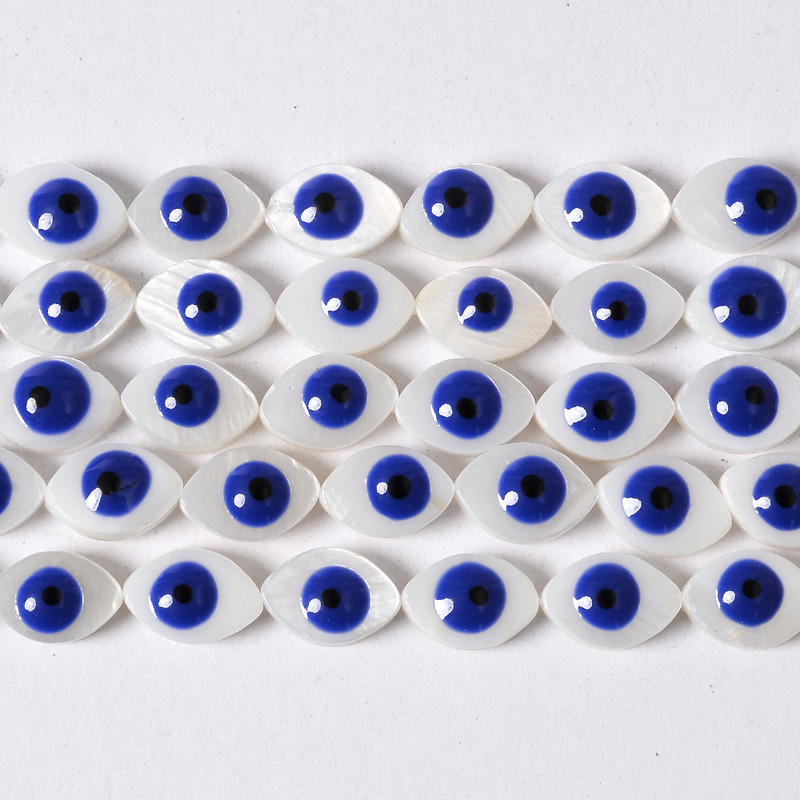 10 mm bijela prirodna sedefasta školjka ovalne boje Evil Eye Perle Narukvica Ručno izrađene perle 4 boje Približno 40 komada po niti