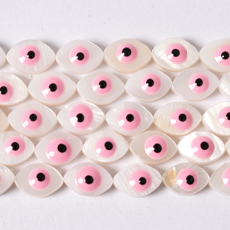 10 mm bijela prirodna sedefasta školjka ovalne boje Evil Eye Perle Narukvica Ručno izrađene perle 4 boje Približno 40 komada po niti