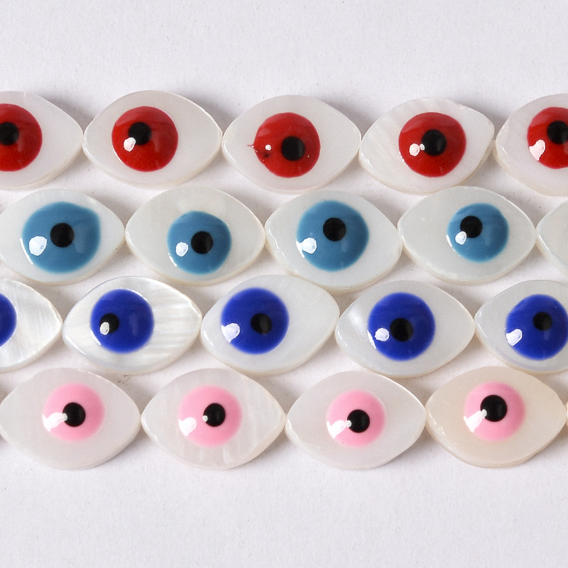10 mm bijela prirodna sedefasta školjka ovalne boje Evil Eye Perle Narukvica Ručno izrađene perle 4 boje Približno 40 komada po niti