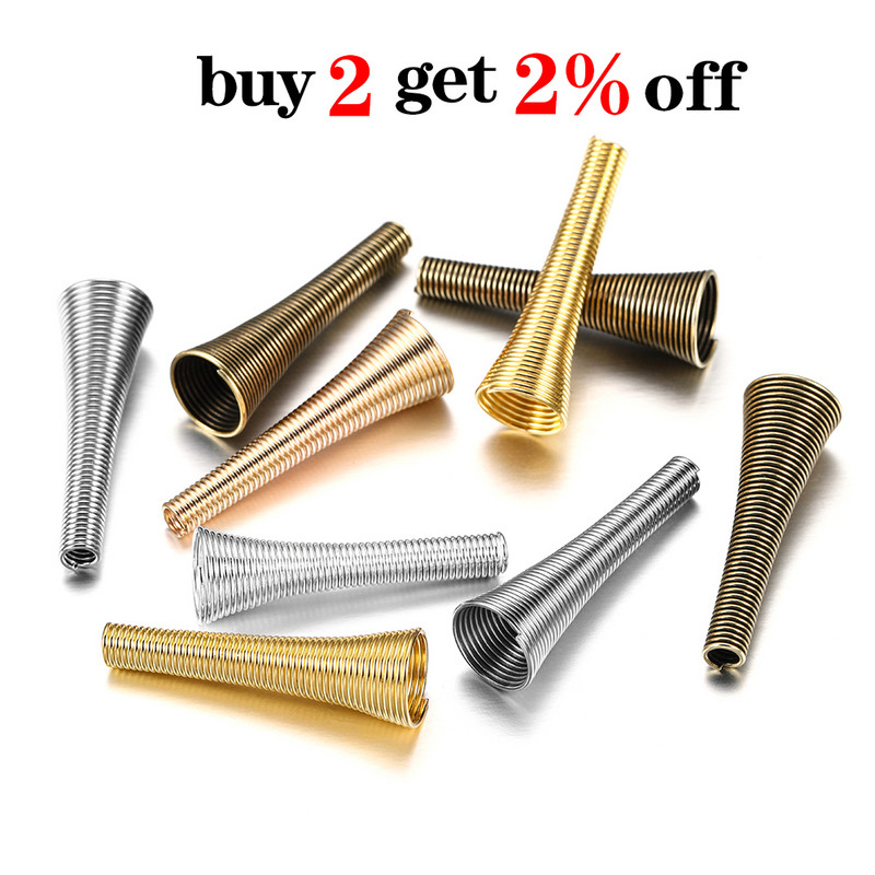 12 бр. Метални пружинни фуниеобразни дистанционни мъниста Капачки Направи си сам Консумативи за мъниста Конусна пружина Намотка Крайни капачки за изработка на бижута Аксесоари