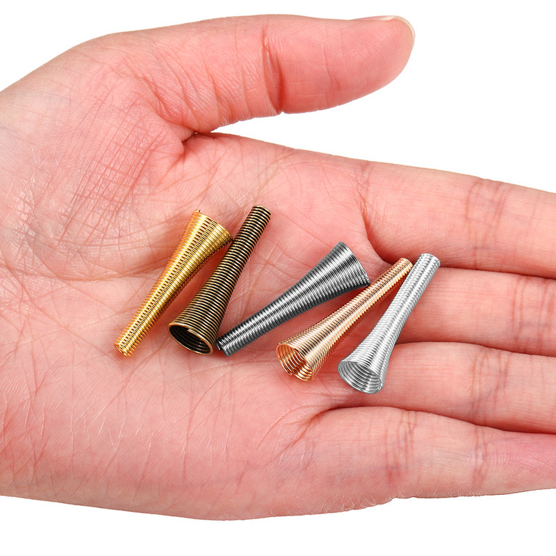 12 бр. Метални пружинни фуниеобразни дистанционни мъниста Капачки Направи си сам Консумативи за мъниста Конусна пружина Намотка Крайни капачки за изработка на бижута Аксесоари