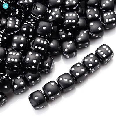 50 buc/lot 8mm cub acrilic negru zaruri margele distanțiere margele pătrate descoperiri farmece pentru realizarea de bijuterii accesorii manuală diy