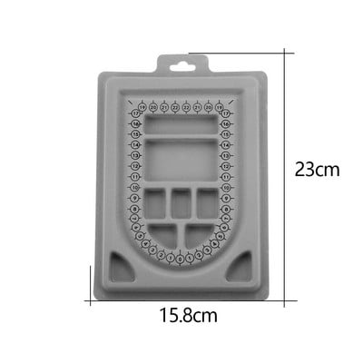 Сива флокирана дъска за мъниста Гривна Организатор за мъниста Тава за изработка на бижута Работни маси Размер Измервателна плоча Инструмент за занаяти Аксесоари