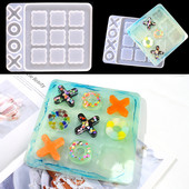 DIY XO Ches Game Classic Silikon Form Molde Resina Epoxi Tictactoe Board Mold Rasina Mold Silcone pentru interactiunea parinte-copil