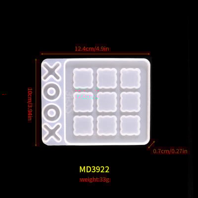 DIY XO Ches Game Classic Silikon Form Molde Resina Epoxi Tictactoe Board Mold Rasina Mold Silcone pentru interactiunea parinte-copil