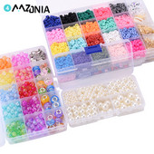 Plosnati okrugli odstojnici od polimerske gline, komplet privjesaka, elastična žica, biserna kutija za izradu nakita, prstenje, komplet ručno rađenih dodataka