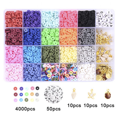 Plosnati okrugli odstojnici od polimerske gline, komplet privjesaka, elastična žica, biserna kutija za izradu nakita, prstenje, komplet ručno rađenih dodataka