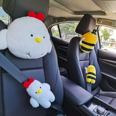 Kawaii Car Neck Μαξιλάρι Bee Car Headrest Μαξιλάρια λαιμού Μαξιλάρι Chick Ταξιδιωτικό Μαξιλάρι Ζώνη ασφαλείας Protect Cute Car Seat Pillow Headrest