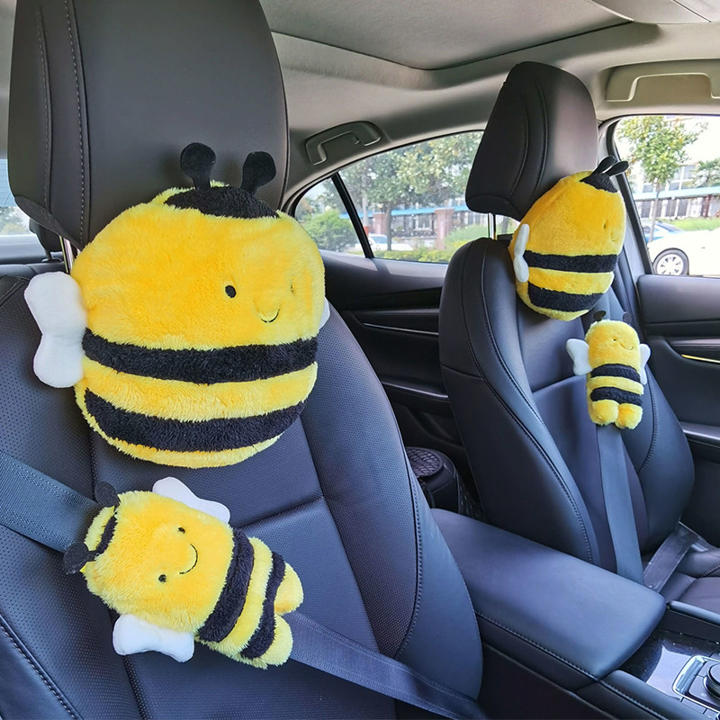 Kawaii autós nyakpárna Bee autós fejtámla nyakpárnák párna csaj utazó párna biztonsági öv védelme aranyos autósülés párna fejtámla