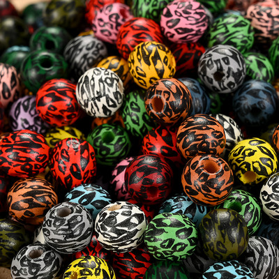 20/50 komada 10 mm obojene drvene perle s prirodnim uzorkom leoparda Ručno izrađene labave perle s odstojnicima za izradu nakita Dodaci za DIY narukvice