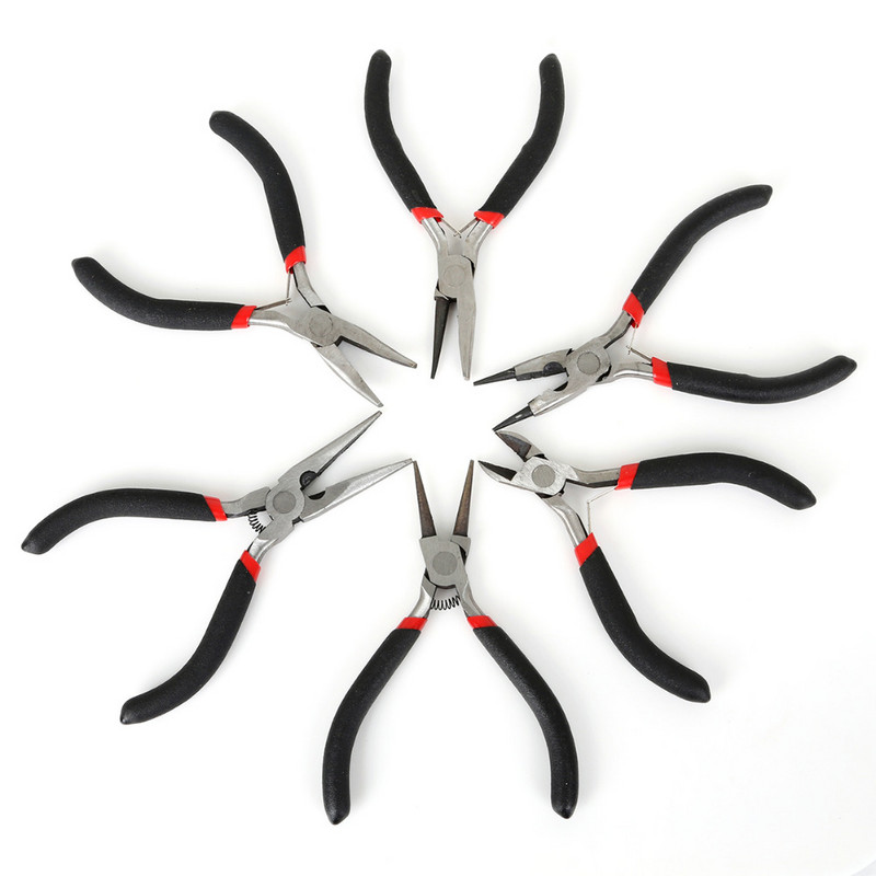 Черни метални мини клещи за бижута Режеща верига Кръгъл огънат нос Beading Making Repair Tool Kit For DIY Jewelry Tool