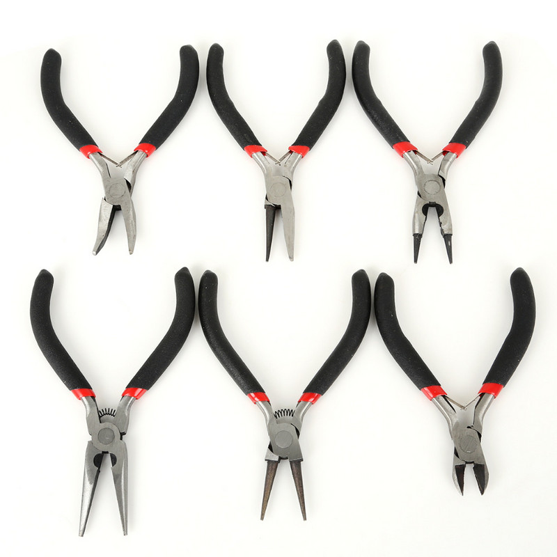 Черни метални мини клещи за бижута Режеща верига Кръгъл огънат нос Beading Making Repair Tool Kit For DIY Jewelry Tool