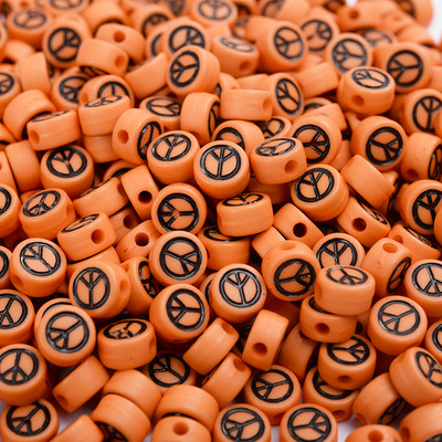 Στρογγυλές ακρυλικές χάντρες σε απόσταση 7 χιλιοστών Σύμβολο ειρήνης χάντρες για κοσμήματα κατασκευή βραχιολιών κολιέ DIY αξεσουάρ Χονδρική