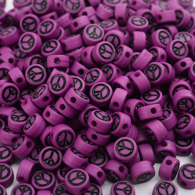 Στρογγυλές ακρυλικές χάντρες σε απόσταση 7 χιλιοστών Σύμβολο ειρήνης χάντρες για κοσμήματα κατασκευή βραχιολιών κολιέ DIY αξεσουάρ Χονδρική