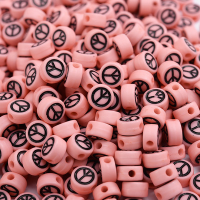 Στρογγυλές ακρυλικές χάντρες σε απόσταση 7 χιλιοστών Σύμβολο ειρήνης χάντρες για κοσμήματα κατασκευή βραχιολιών κολιέ DIY αξεσουάρ Χονδρική