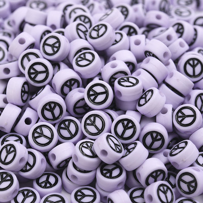 Στρογγυλές ακρυλικές χάντρες σε απόσταση 7 χιλιοστών Σύμβολο ειρήνης χάντρες για κοσμήματα κατασκευή βραχιολιών κολιέ DIY αξεσουάρ Χονδρική