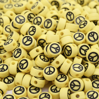 Στρογγυλές ακρυλικές χάντρες σε απόσταση 7 χιλιοστών Σύμβολο ειρήνης χάντρες για κοσμήματα κατασκευή βραχιολιών κολιέ DIY αξεσουάρ Χονδρική