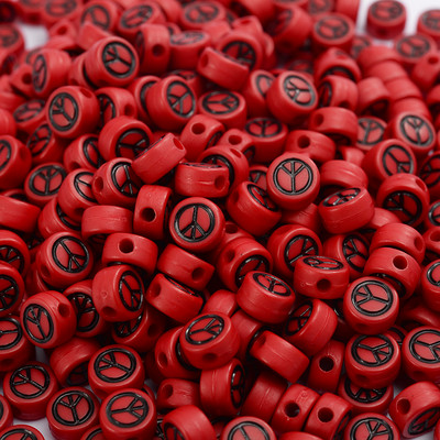 Στρογγυλές ακρυλικές χάντρες σε απόσταση 7 χιλιοστών Σύμβολο ειρήνης χάντρες για κοσμήματα κατασκευή βραχιολιών κολιέ DIY αξεσουάρ Χονδρική