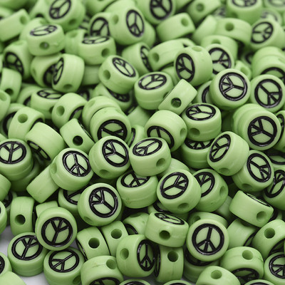Στρογγυλές ακρυλικές χάντρες σε απόσταση 7 χιλιοστών Σύμβολο ειρήνης χάντρες για κοσμήματα κατασκευή βραχιολιών κολιέ DIY αξεσουάρ Χονδρική