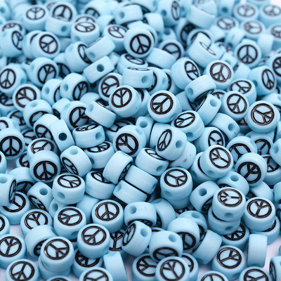 Στρογγυλές ακρυλικές χάντρες σε απόσταση 7 χιλιοστών Σύμβολο ειρήνης χάντρες για κοσμήματα κατασκευή βραχιολιών κολιέ DIY αξεσουάρ Χονδρική