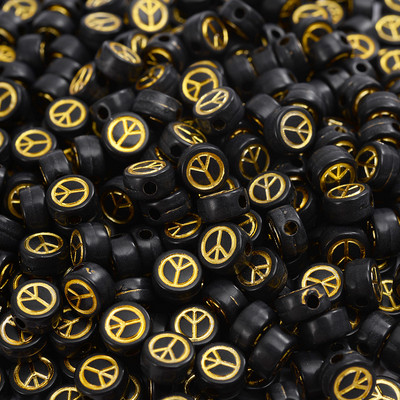 Στρογγυλές ακρυλικές χάντρες σε απόσταση 7 χιλιοστών Σύμβολο ειρήνης χάντρες για κοσμήματα κατασκευή βραχιολιών κολιέ DIY αξεσουάρ Χονδρική