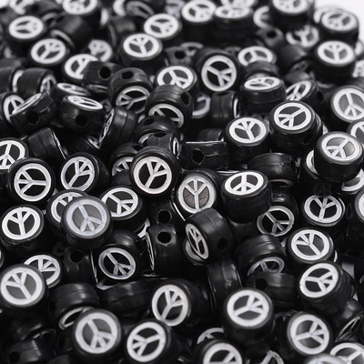 Στρογγυλές ακρυλικές χάντρες σε απόσταση 7 χιλιοστών Σύμβολο ειρήνης χάντρες για κοσμήματα κατασκευή βραχιολιών κολιέ DIY αξεσουάρ Χονδρική